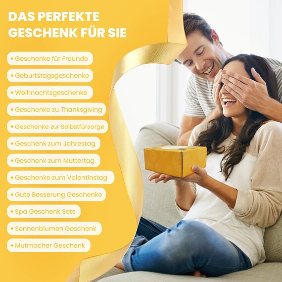 Geschenke für Frauen, Geschenk Freundin Geburtstag, 8tlg Sonnenblumen Geburtstag beinhaltet Duftkerze, Rubbellose Grußkarte, Positive Sonnenblumen, Weihnachtstag Geschenkset für Schwester Mama