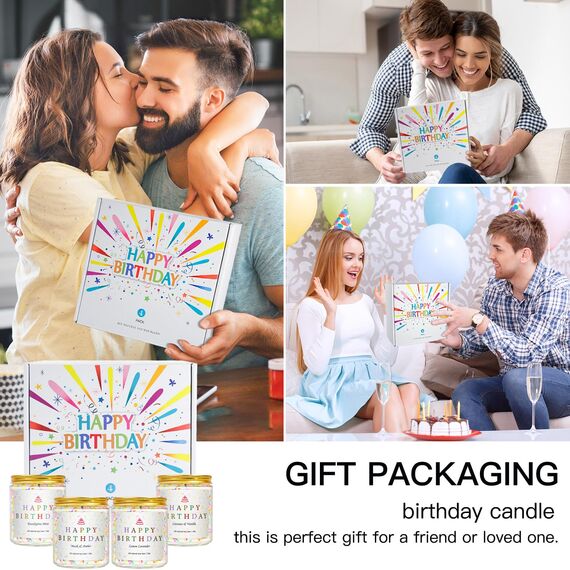 Kerze im Glas 4 Stück Geschenkidee Geburtstagsgeschenk Geschenkset Frauen Kerzen Aromatherapie Duftkerzen Kerzenset als Geburtstag Kerze Duft für Frau,Freundin,Mütter Kerzengeschenke für sie und ihn