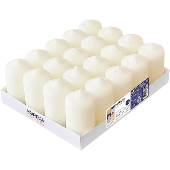 Horeca Candles - Stumpenkerzen - Elfenbein - Ø 4 x 7 cm - 240er Set Blockkerzen - Lange Brenndauer 12 Stunden - Ohne Duft - Kerzen für Haushalt, Feiern und Gastronomie