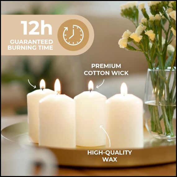 Horeca Candles - Stumpenkerzen - Elfenbein - Ø 4 x 7 cm - 240er Set Blockkerzen - Lange Brenndauer 12 Stunden - Ohne Duft - Kerzen für Haushalt, Feiern und Gastronomie
