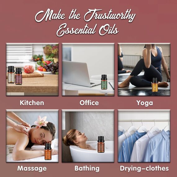 Wecona Männer Ätherische Öle Set – 6x10ml ätherische Öle naturrein für Diffuser & Kerzenherstellung, Maskuline ätherische Öle für Diffuser mit Leder, Sandelholz, Kaffee, Zedernholz, Zimt & Amber