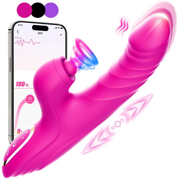 Vibration für Frauen Rabbit Vibrator Stoßfunktion Pulsen Saugen 7x10 Modi, Sex Spielzeug für die Frau Paare Vibratorensets Klitoris Leise, Diloschwanz Massagestab Sex Toys Woman Sexspielzeug Solo