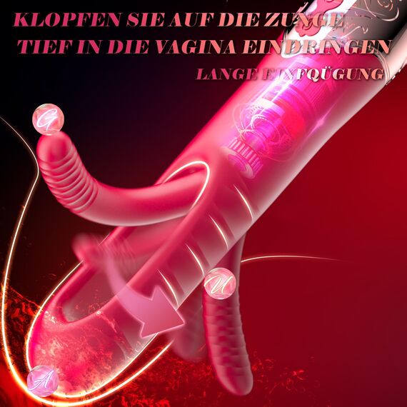 Dildo Vibrator Sex Spielzeug für die Frau, Vibration für Frauen Vibratorensets für Frauen Klitoris Sexspielzeug,Sex Toyset für Woman mit 10 * 7 Modus Paar-Vibratoren, Prostata Massagestab (Rot)