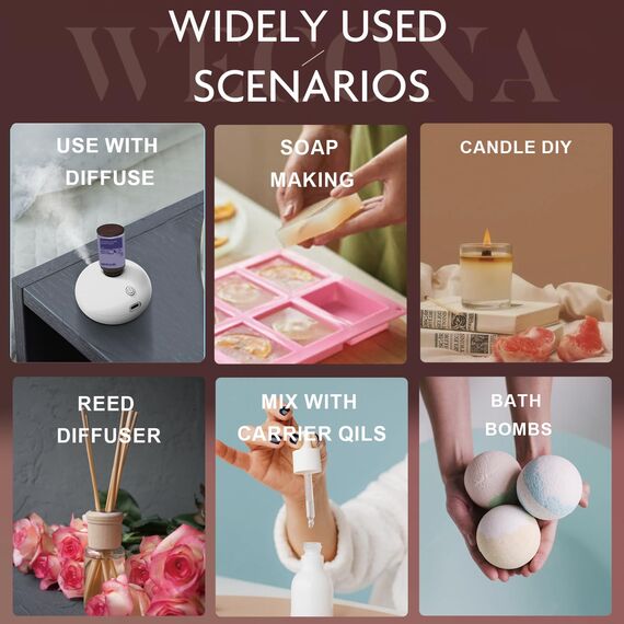 Wecona Männer Ätherische Öle Set – 6x10ml ätherische Öle naturrein für Diffuser & Kerzenherstellung, Maskuline ätherische Öle für Diffuser mit Leder, Sandelholz, Kaffee, Zedernholz, Zimt & Amber