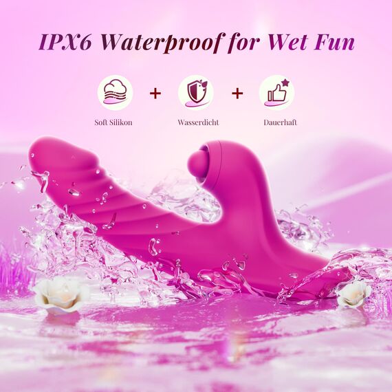 Vibration für Frauen Rabbit Vibrator Stoßfunktion Pulsen Saugen 7x10 Modi, Sex Spielzeug für die Frau Paare Vibratorensets Klitoris Leise, Diloschwanz Massagestab Sex Toys Woman Sexspielzeug Solo