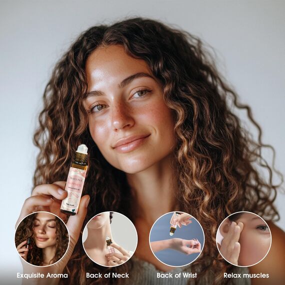 Wecona Roll On Ätherische Öle Set – 6x10ml Ätherische Öle Roll On mit Rollerflaschen, Ätherisches Öl für Entspannung, Fokus, Schlaf & Glück – Essential Oils to Go