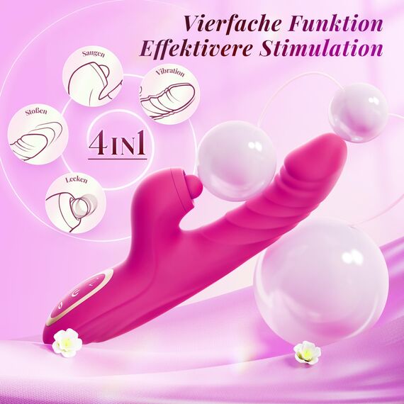 Vibration für Frauen Rabbit Vibrator Stoßfunktion Pulsen Saugen 7x10 Modi, Sex Spielzeug für die Frau Paare Vibratorensets Klitoris Leise, Diloschwanz Massagestab Sex Toys Woman Sexspielzeug Solo