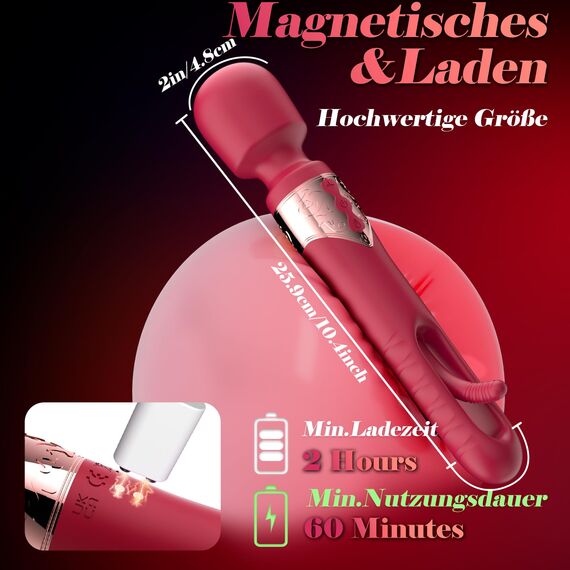 Dildo Vibrator Sex Spielzeug für die Frau, Vibration für Frauen Vibratorensets für Frauen Klitoris Sexspielzeug,Sex Toyset für Woman mit 10 * 7 Modus Paar-Vibratoren, Prostata Massagestab (Rot)