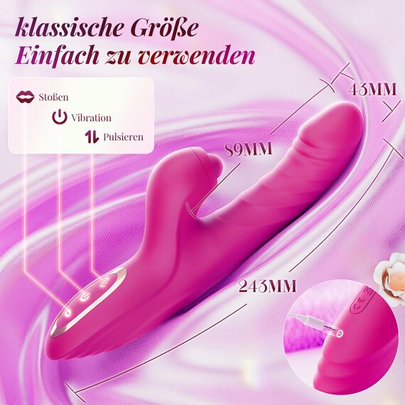 Vibration für Frauen Rabbit Vibrator Stoßfunktion Pulsen Saugen 7x10 Modi, Sex Spielzeug für die Frau Paare Vibratorensets Klitoris Leise, Diloschwanz Massagestab Sex Toys Woman Sexspielzeug Solo