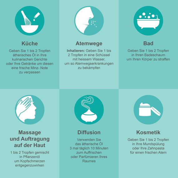 Pfefferminzöl BIO | 30 ml Ätherisches Öl 100% Naturrein | Minzöl gegen Kopfschmerzen Migräne | Pfefferminz Aroma Zum Verzehr | Diffuser Duftöl Duftlampe Aromatherapie Minze Pur auch China Öl genannt