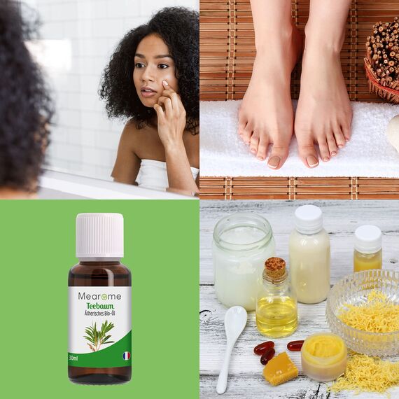 Teebaumöl BIO | Ätherisches Öl 100% Naturrein + Kaltgepresst | Teebaum-Öl gegen Pickel Akne | Zur Hautpflege für reine Haut Gesicht | Essential Tea Tree Oil gegen Nagelpilz Warzen Aromatherapie