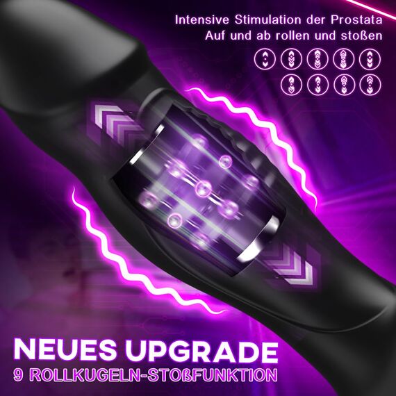 Analvibratoren für Mann Prostata Stimulation Männer mit Penisring 9 Schwungmodi & Rollkugeln-Stoßfunktion 9 Vibrationen Analplug Sex Spielzeug für die Männer Anal Vibrator Anal dildo Sex toys
