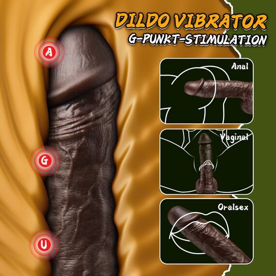 24cm black Realistischer Vibrator Dildo für Frauen mit 3 Stoßfunktion und 9 Vibrationsmodi BBC Dildo Sex Spielzeug für die Frau und Männer Anal Dildos G-Punkt Vibratoren mit Saugnapf XXL Sexspielzeug