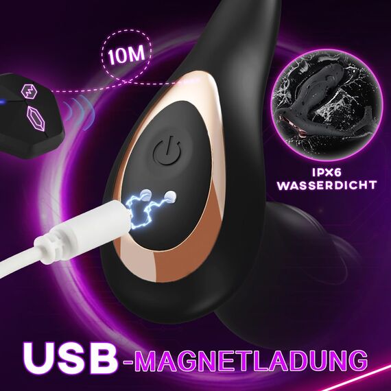 Analvibratoren für Mann Prostata Stimulation Männer mit Penisring 9 Schwungmodi & Rollkugeln-Stoßfunktion 9 Vibrationen Analplug Sex Spielzeug für die Männer Anal Vibrator Anal dildo Sex toys