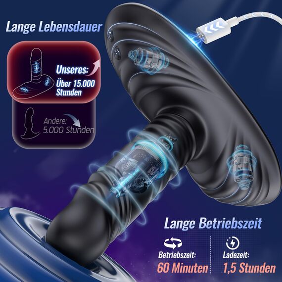 AI Sync Anal Dildo & Grinder-Vibrator mit Silikon-Vollummantelung, Analplug mit 9 Vibrations&3 Stoßmodi, Analkugeln IPX7 Wasserabweisend, Magnetisch Aufladbar, Vibratorenset für Männer & Paare