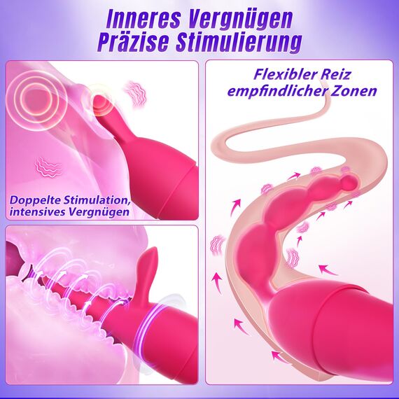 Vibratorensets für Frauen Dildo Vibrator, Multifunktionaler 4 Köpfe 20 Modi Sex Spielzeug für die Frau Paare G punkt Vibration für Frauen Klitoris Nipple Analplug Sexspielzeug Leises Design