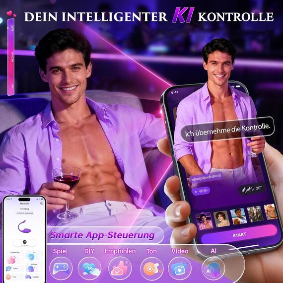 Cacuola KI-Sync Vibrator Liebeskugeln für die Frau, Anal Dildos Vibratorensets für Frauen Klitoris, 9 Modi Analplug Klitoris Stimulator für Sie, Anal Plug Sexmaschine, G Punkt Vibration für Frauen