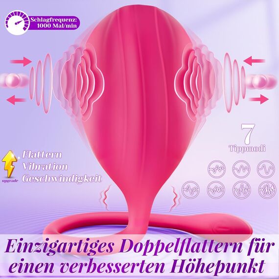 Cacuola Dildo Vibrator mit Doppelseitiges Flattern, 7 Kraftvoll Modi Dildos Leise Bohrmaschiene, Beckenbodentrainer für Frau Elektrisch, Sexspielzeug für Paare zu Zweit, Massagestab für Frauen Sex