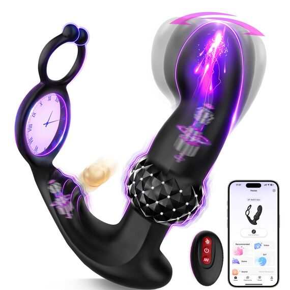 Upgraded AI-sync Analvibratoren für Mann Prostata Stimulation Männer, 30°Aufwärtsdesign Diamantartiger Analplug für Männer mit Dual Penisring, Vibratorensets Sex Spielzeug Anal Vibrator mit 7+7 Modi