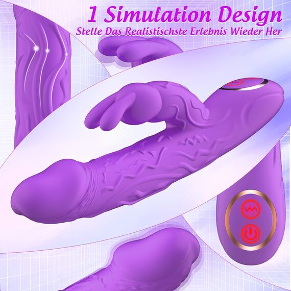 Lotusblooms G-Punkt Realistischer Dildo Vibrator für Frauen Klitoris, 10*10 Superstarke Dual-Vibrationsmodi Sex Spielzeug für Paare Solo, Leiser IPX6 Rabbit Vibratorensets Luxuriöser Extrem Sex Toyset