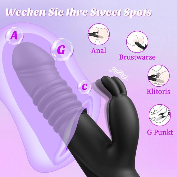 Sex Spielzeug für Die Frau Paare Dildo mit Stoßfunktion, Dildos Vibrator Vibratorensets für Frauen Klitoris Solo Sexspielzeug Vibration für Frauen, Sex Toys für Damen Stoss G Punkt Rabbit Vibratoren