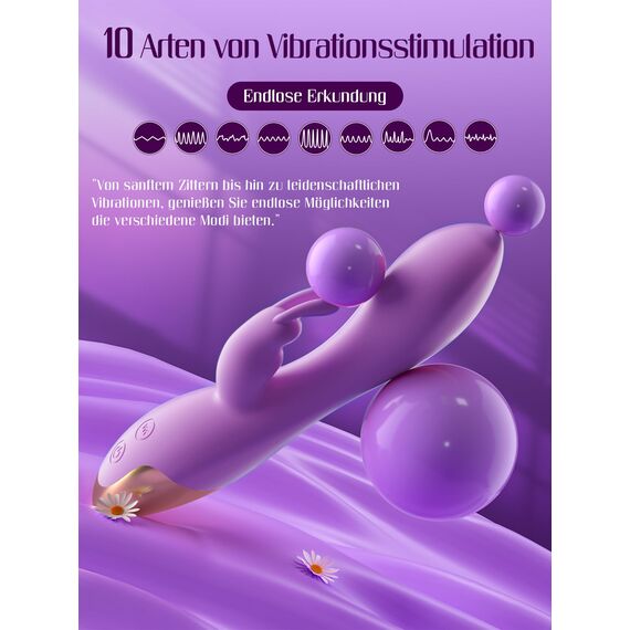HIVEFUN Vibration für Frauen Sex Spielzeug für die Frau, Vibratorensets für Frauen Klitoris mit 10 Vibrationmodi Diloschwanz Sex Toy, Dildo Vibrator Sex toyset für Woman Paare Sexspielzeug Flieder