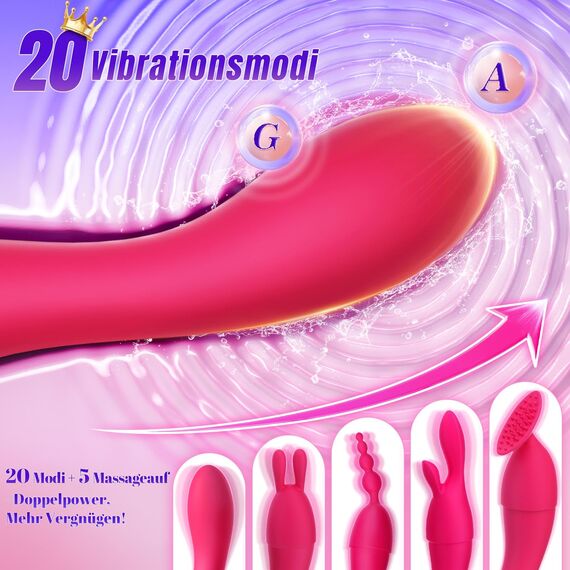 Vibratorensets für Frauen Dildo Vibrator, Multifunktionaler 4 Köpfe 20 Modi Sex Spielzeug für die Frau Paare G punkt Vibration für Frauen Klitoris Nipple Analplug Sexspielzeug Leises Design