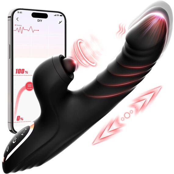 Dildo Vibratorensets für Frauen, AI Steuerung APP Rabbit Vibrator Puls-Stoßmodi Sex Spielzeug für die Paare Frau G Punkt Vibration für Frauen Klitoris Sex Toyset für Woman Stoßvibrator Sexspielzeug