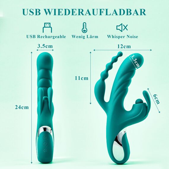 G-Punkt Rabbit Vibrator - 3 in 1 Anal Dildo Sex Toys mit 5 * 10 * 7 Thrust Vibrationsmodi Vibratorensets für Frauen, Silikon Vibratoren Dildos Klitoris Stimulator Erotik Sex Spielzeug für die Paare