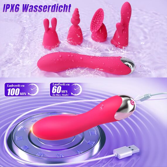Vibratorensets für Frauen Dildo Vibrator, Multifunktionaler 4 Köpfe 20 Modi Sex Spielzeug für die Frau Paare G punkt Vibration für Frauen Klitoris Nipple Analplug Sexspielzeug Leises Design