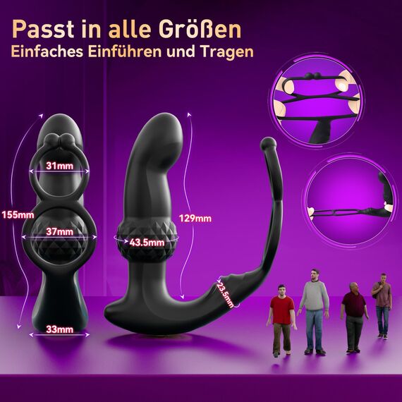 Upgraded AI-sync Analvibratoren für Mann Prostata Stimulation Männer, 30°Aufwärtsdesign Diamantartiger Analplug für Männer mit Dual Penisring, Vibratorensets Sex Spielzeug Anal Vibrator mit 7+7 Modi