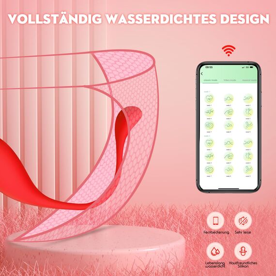 HIVEFUN Vibration für Frauen mit APP, Vibrator Sex Spielzeug für die Frau mit 9 Modi, Vibratorensets für Frauen Klitoris Vibro Ei mit Fernsteuerung für Unterw Sexspielzeug Dildo Vibratoren Sex Toy Rot