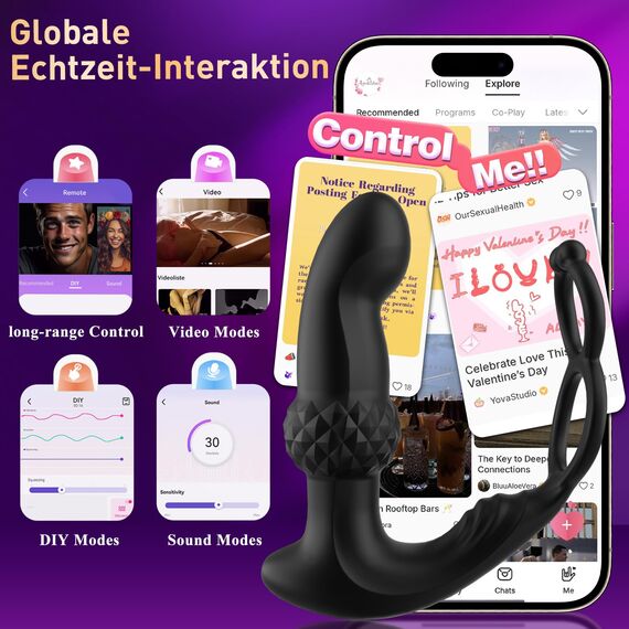 Upgraded AI-sync Analvibratoren für Mann Prostata Stimulation Männer, 30°Aufwärtsdesign Diamantartiger Analplug für Männer mit Dual Penisring, Vibratorensets Sex Spielzeug Anal Vibrator mit 7+7 Modi