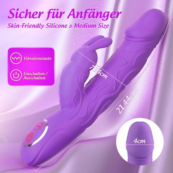 Lotusblooms G-Punkt Realistischer Dildo Vibrator für Frauen Klitoris, 10*10 Superstarke Dual-Vibrationsmodi Sex Spielzeug für Paare Solo, Leiser IPX6 Rabbit Vibratorensets Luxuriöser Extrem Sex Toyset