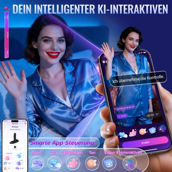AI Sync Anal Dildo & Grinder-Vibrator mit Silikon-Vollummantelung, Analplug mit 9 Vibrations&3 Stoßmodi, Analkugeln IPX7 Wasserabweisend, Magnetisch Aufladbar, Vibratorenset für Männer & Paare