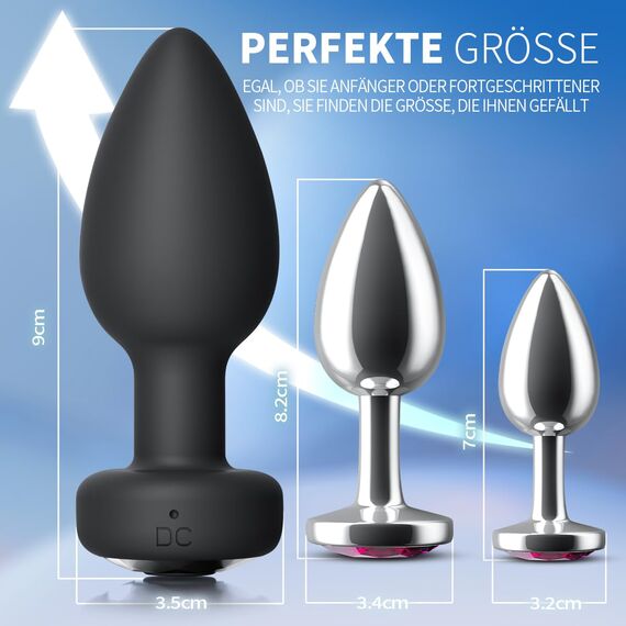 Analplug# für Frauen Männer Analplug 3 Stücke Set Buttplug Silikon Matell Anal Plug Buttplugs mit 10 Vibration Vibrator für Frau Anal Plug Sexspielzeug geeignet für Anfänger, Frauen, Männer Paare
