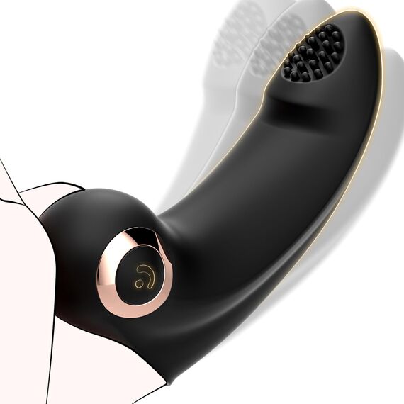 Yivans Fingervibrator für Sie Klitoris und G-Punkt mit 10 Vibrationsmodi, Erotik Sex Toy Tragbare Nippel Stimulator Fingerhülle mit Silikon Textur Bürste Sexspielzeug für Paare Frauen(Schwarz)