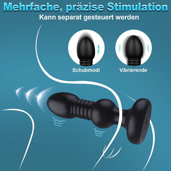 Analvibratoren für Mann Analplug Sexspielzeug Prostata Stimulation Massagegerät Anal Vibrator mit 5 Vibrationsmodi 5 Schubmodi Anal Dildo Vibrationen Buttplug mit Fernbedienung für Herren Frauen Paare