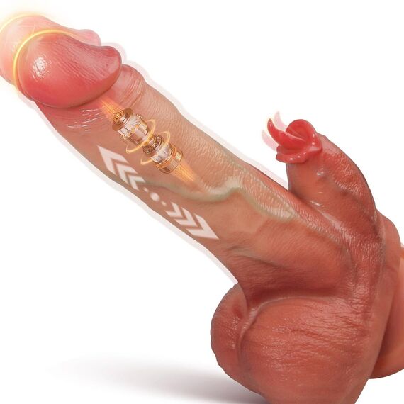 Realistische Vibratoren Dildo für Frauen, Anal Dildo Vibration mit 10 Vibrationen 7 Zungenlecken 7 SchubmaBnahmen, Sex Spielzeug für die Farue mit Heizung, Diloschwanz Vibrator Penis G Punkt