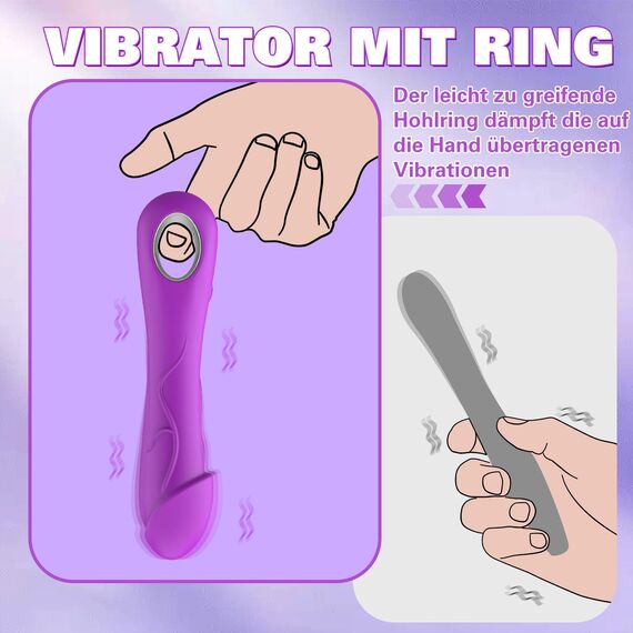 Silikon Klassische Vibrator Vibration für Frauen Sexspielzeug Vibratoren für sie Klitoris Leise, Sex Toys Realistische Dildo Analvibrator für Paare mit 10 Modi G-Punkt Vibrators (Traubenviolett)