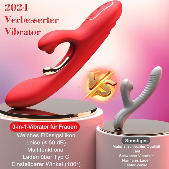 Rabbit Vibrator Sexspielzeug für Frauen Solo - G Punkt Vibratoren Sex Spielzeug für die Frau Klitoris, Dildo Vibration für Frau 9*9*9 Vibrationsmodi Vibratorstarb Frauen Klitoris Stimulator für Sie