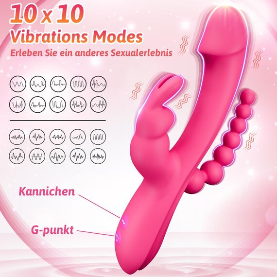 Vibrator für die Frau Dildo Sexspielzeug - 3 in 1 G Punkt Vibrator mit 10 Vibrationen & 10 Pulsationsmodi, diskretes Design Sexspielzeug für Frauen, Klitoris Vibratoren Frauen leise