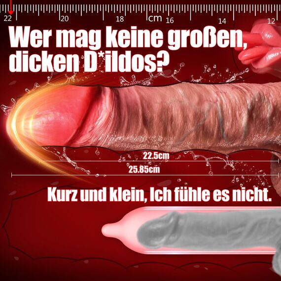 Dildo Vibrator Sex Spielzeug für Die Frau, 25.8cm Big Thick Realistische Dildo Vibration für Frauen mit 7 Schüben &10 Vibrations &Heiz &10 Leck Modi, Saugnapf Dildos für Paare G-Punkt Anale Penis