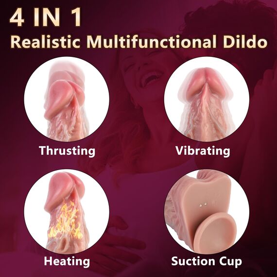 Dildo Spielzeug Vibration für die Frauen- Großer Dildo Vibrator Sexspielzeug Realistische Dildos für Vaginale G-Punkt- Dildo mit 3 Stoß & 10 Vibrations & Heizfunktion, Adult Sex Toys mit Fernbedienung