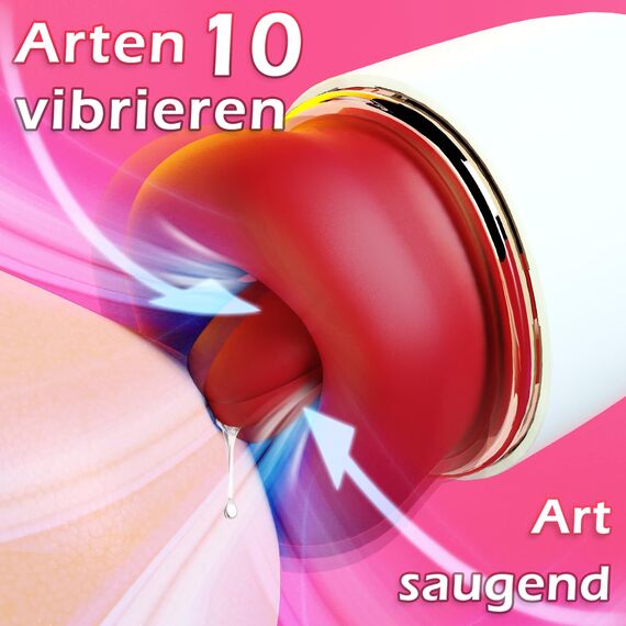 Sauger Vibrator Sex Spielzeug, Vibration für Frauen mit 3 Saugmodi 10 Zungenlecken 360°Rotierende Sexspielzeug für Klitoris Stimulator Erotik Sex Toys Sex Spielzeug für die Paare (Rot)
