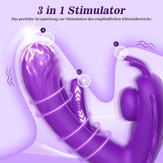 G Punkt Vibration für Frauen Klitoris, 3 in 1 Dildo Vibrator mit 9 Vibrations, 9 Flattermodi, Clitoris Vibrator Sex Spielzeug, Sex Toy für Klitoris Brustwarze Stimulator für Paare APP-Fernbedienung