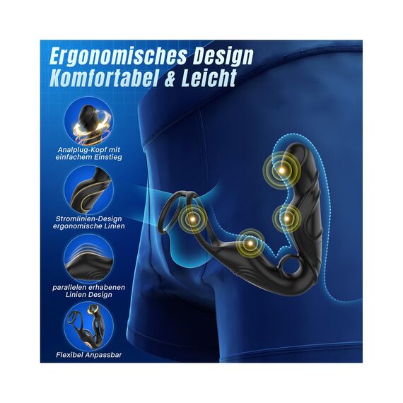 Analvibratoren für Mann Prostata Stimulation Männer mit 360° Tiefe Analdehnung Massage & 9 Intensiv Vibrationsmodi, KI-Intelligenz Analplug Anal Vibrator Sex Spielzeug die Männer Penisring APP Tagnaff
