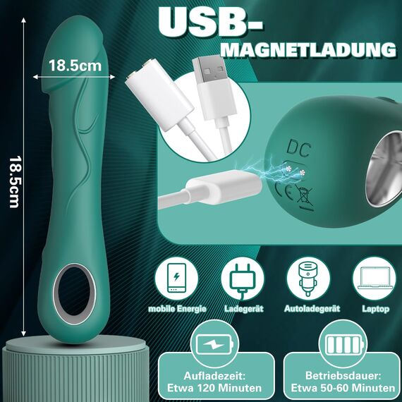 Silikon Klassische Vibrator Vibration für Frauen Sexspielzeug Vibratoren für sie Klitoris Leise, Sex Toys Realistische Dildo Analvibrator für Paare mit 10 Modi G-Punkt Vibrators (Kieferngrün)