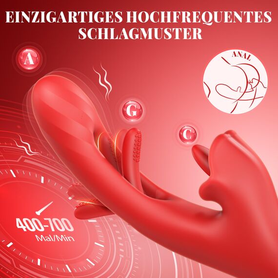 Dildo Vibration für Frauen, KELESTA Vibrator Sex Spielzeug für die Frau mit 360° Zungenlecken und 7 Vibrationsmodi & Slap-Modus, 3 IN 1 Dildos Vibratorensets für Frauen Klitoris Stimulator