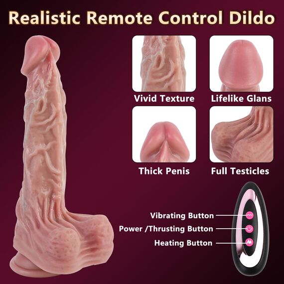Dildo Spielzeug Vibration für die Frauen- Großer Dildo Vibrator Sexspielzeug Realistische Dildos für Vaginale G-Punkt- Dildo mit 3 Stoß & 10 Vibrations & Heizfunktion, Adult Sex Toys mit Fernbedienung
